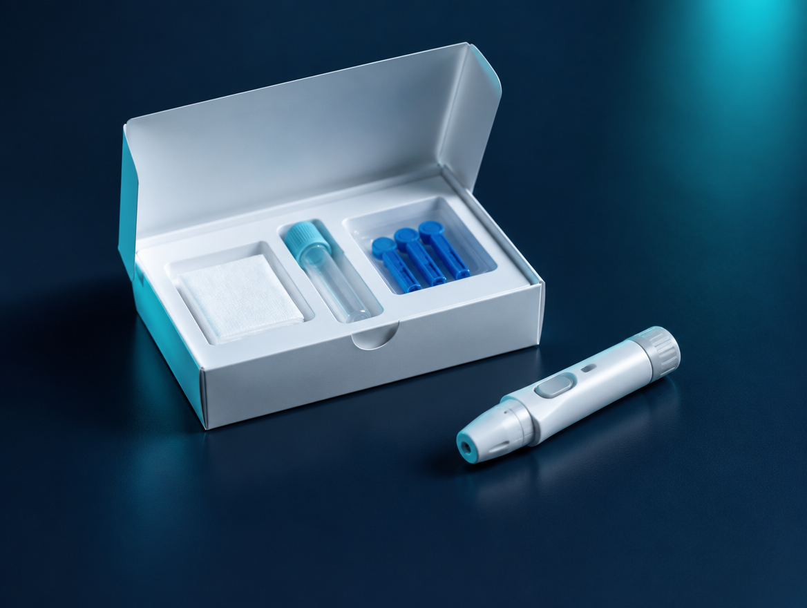 The at-home Entourage AI collection kit, open on a navy surface.