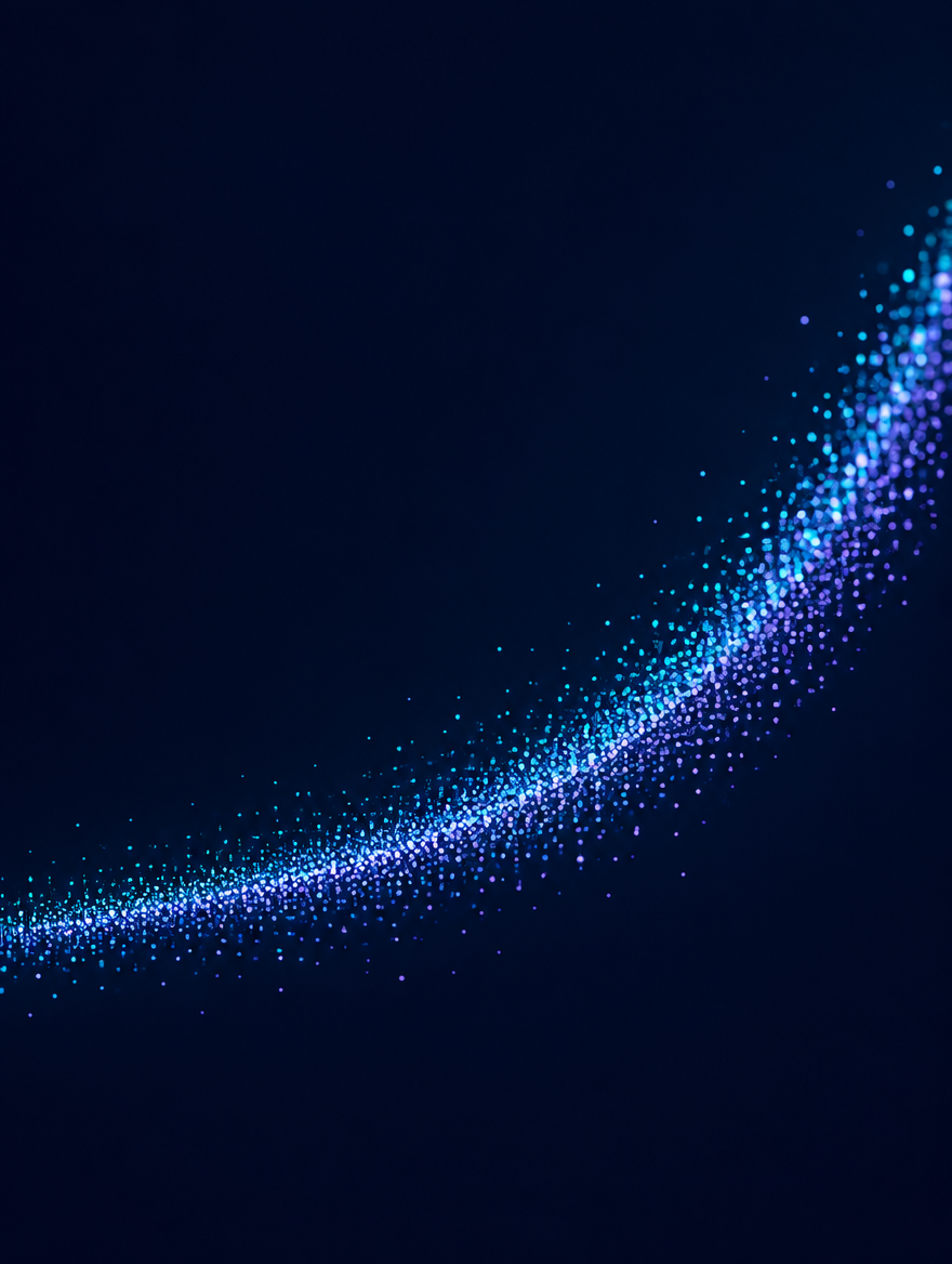 A softly glowing curve rising across a dark chart field.